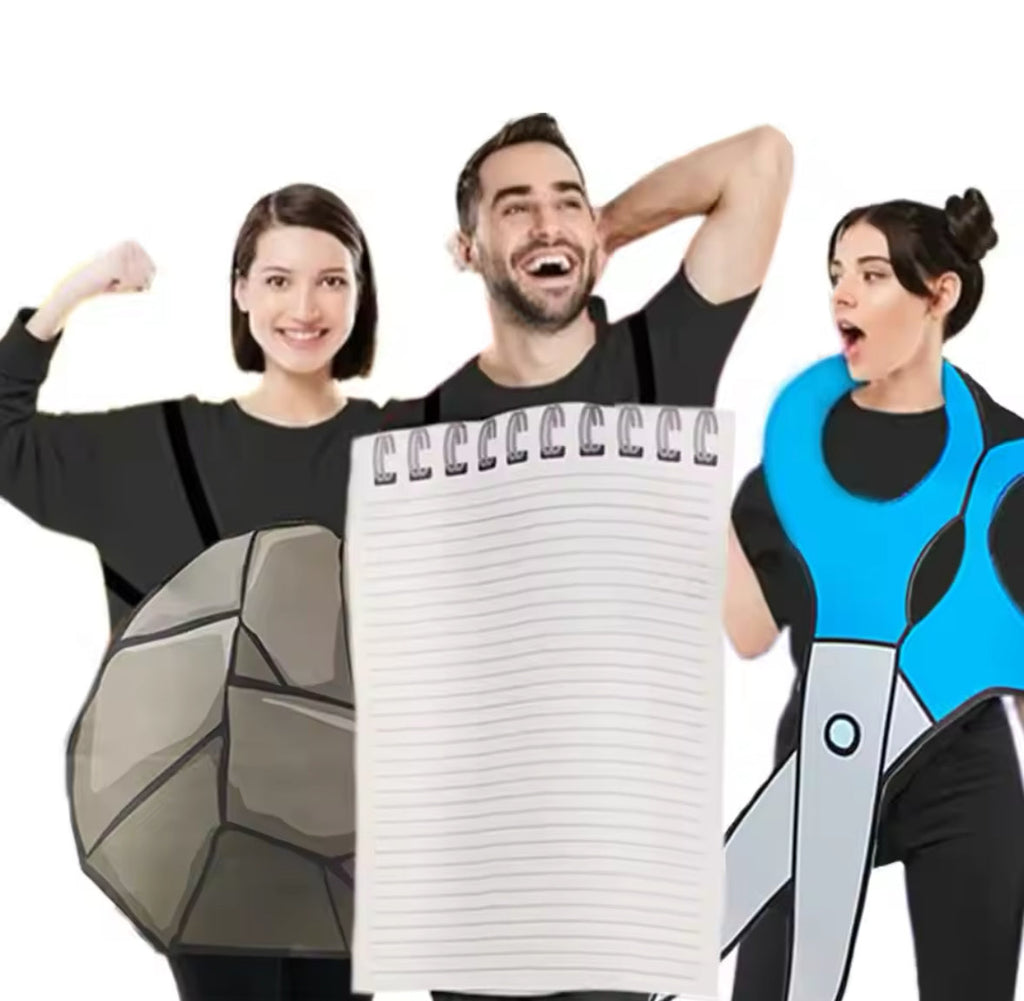 Gruppenkostüm | 3-Personen Schere-Stein-Papier Set mit Hochwertigem Material | Perfekt für jede Party 1
