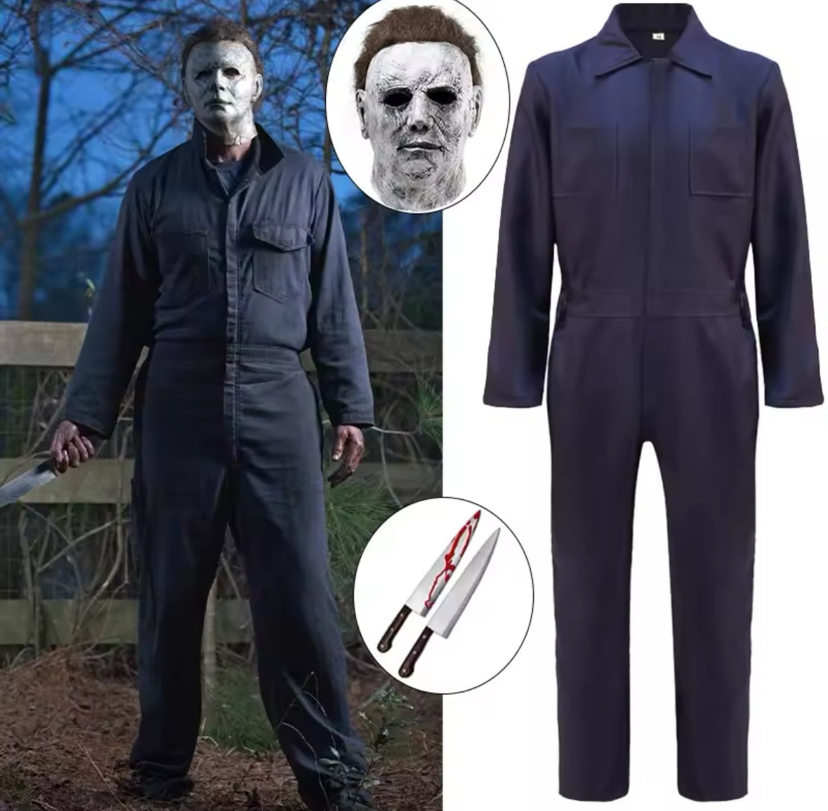 Gruseliges Kostüm | Michael Myers Outfit mit Hochwertigem Material | Perfekte Passform für Unvergessliche Partys 1