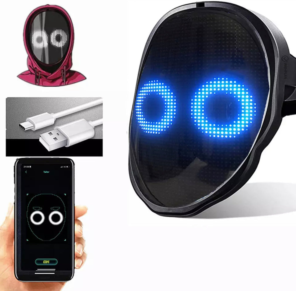 Interaktive LED-Bluetooth-Maske mit App-Steuerung und Musik-Synchronisation | Kreative Animationen für unvergessliche Feste 0