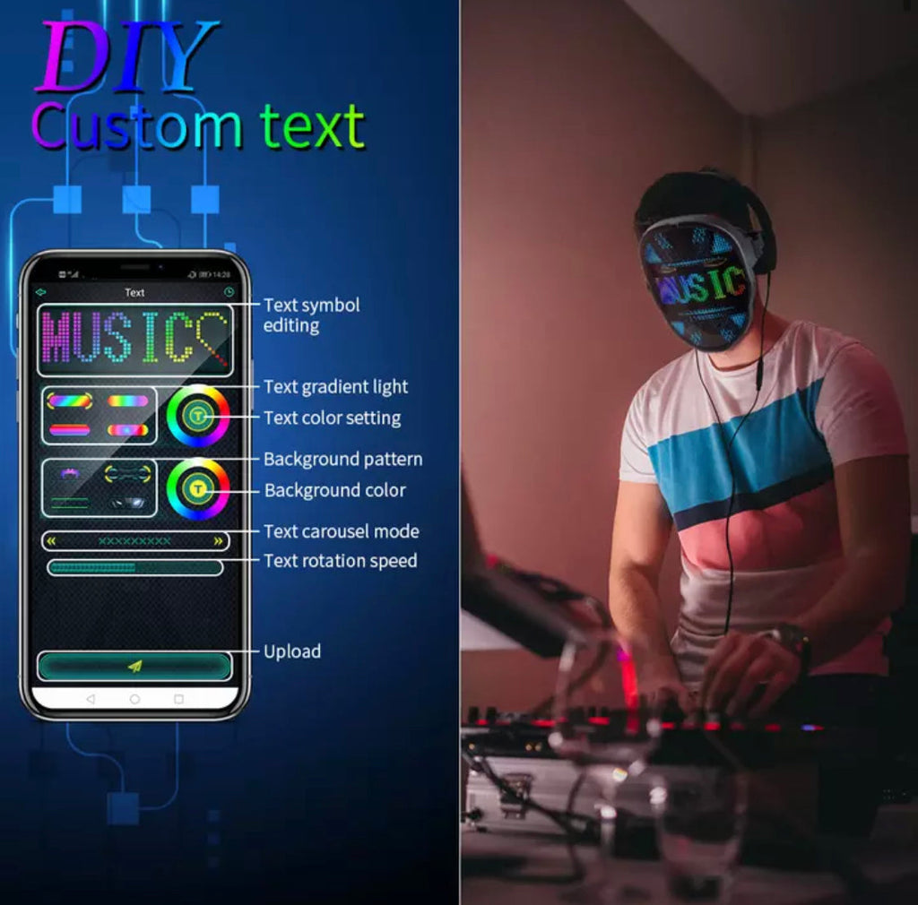 Interaktive LED-Bluetooth-Maske mit App-Steuerung und Musik-Synchronisation | Kreative Animationen für unvergessliche Feste 3