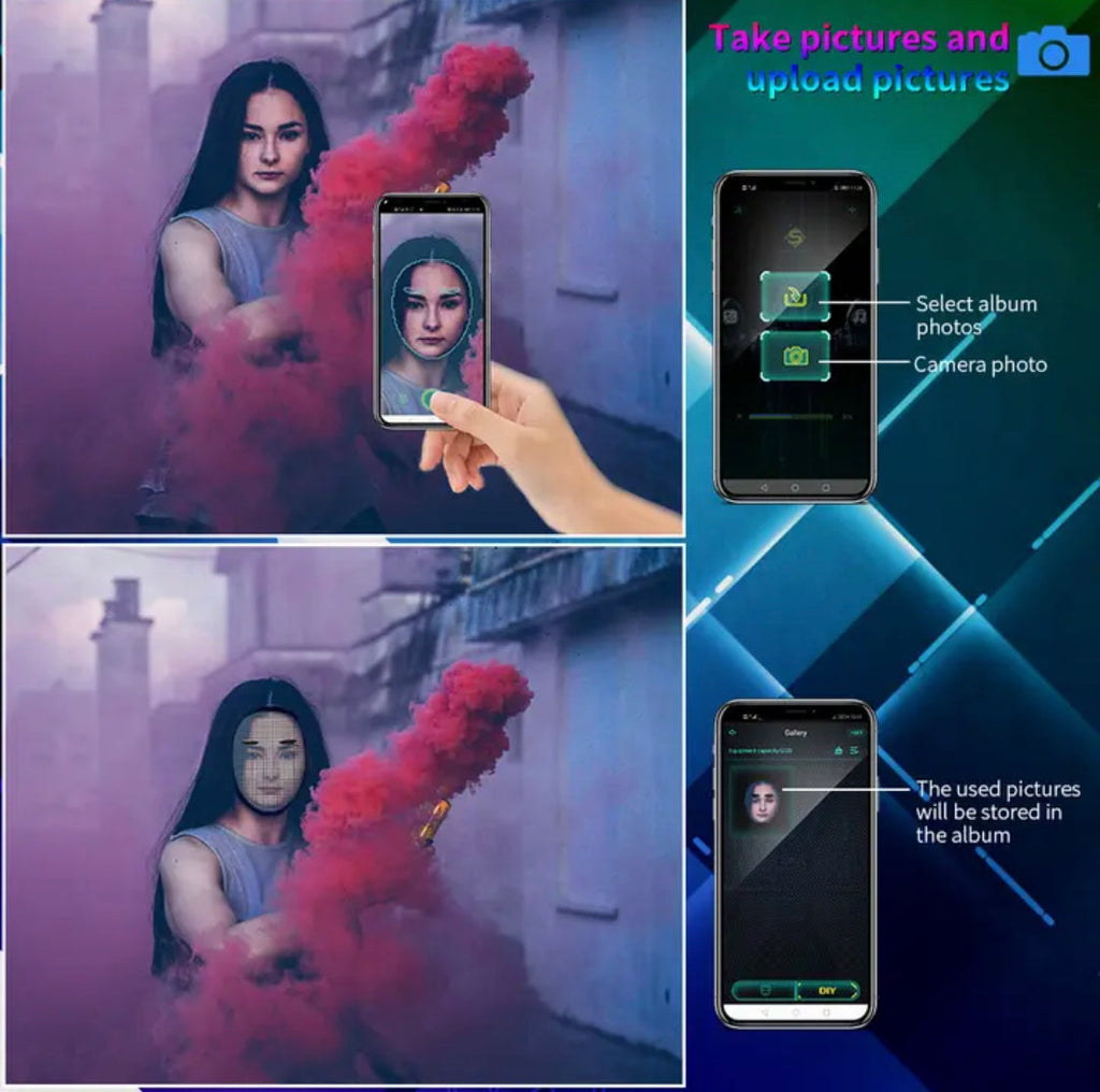 Interaktive LED-Bluetooth-Maske mit App-Steuerung und Musik-Synchronisation | Kreative Animationen für unvergessliche Feste 4