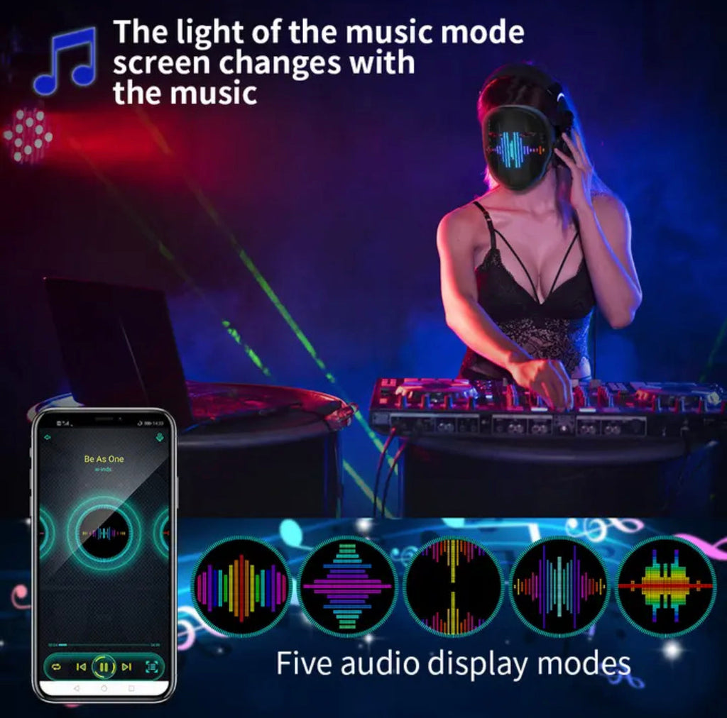 Interaktive LED-Bluetooth-Maske mit App-Steuerung und Musik-Synchronisation | Kreative Animationen für unvergessliche Feste 7