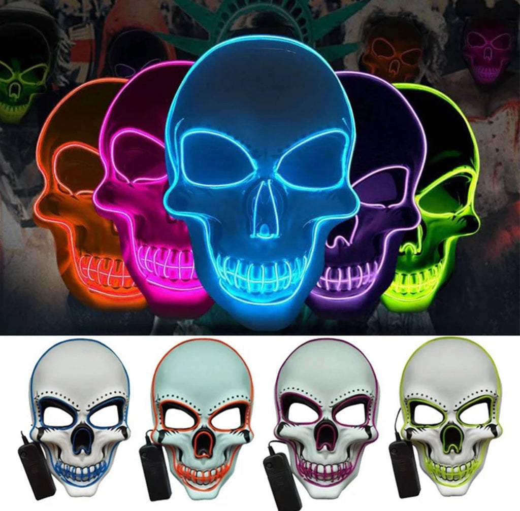 Leuchtende Totenkopf Maske aus Kunststoff für Partys | Ideal für Gruppenkostüme 1
