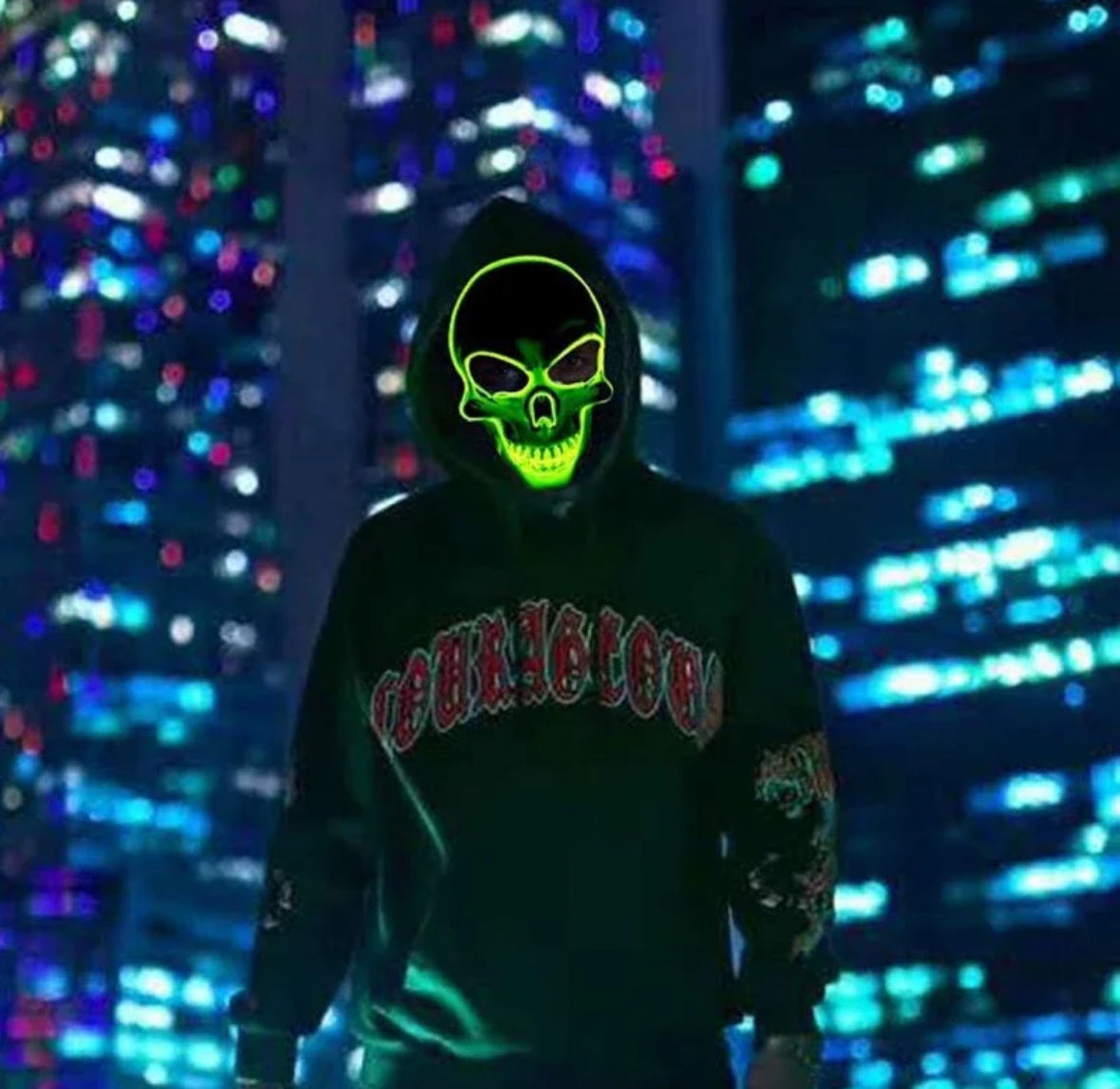 Leuchtende Totenkopf Maske aus Kunststoff für Partys | Ideal für Gruppenkostüme 4